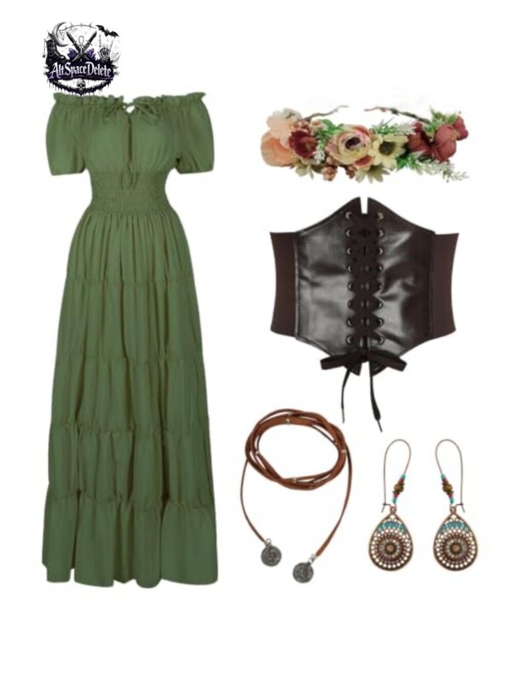 Renaissance Medieval Costume Dress Set Fairy Cottagecore Cosplay